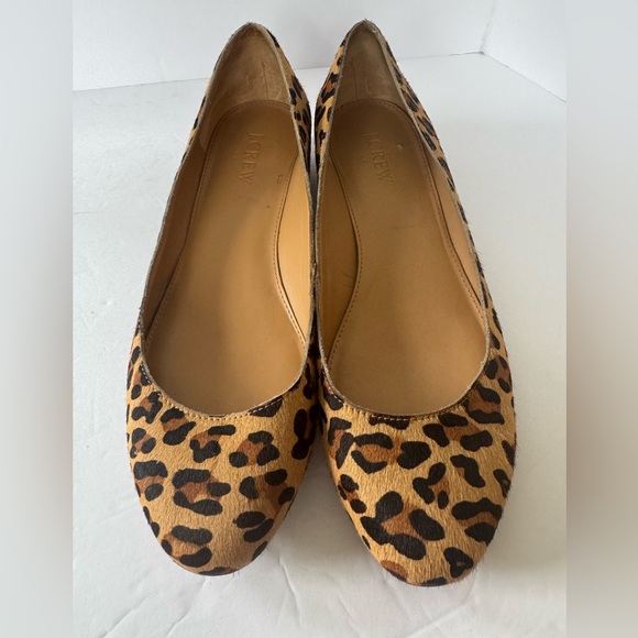 J. Crew Brown and Black Leopard Print Flats calf hair women’s size 7.5 - Picture 2 of 6